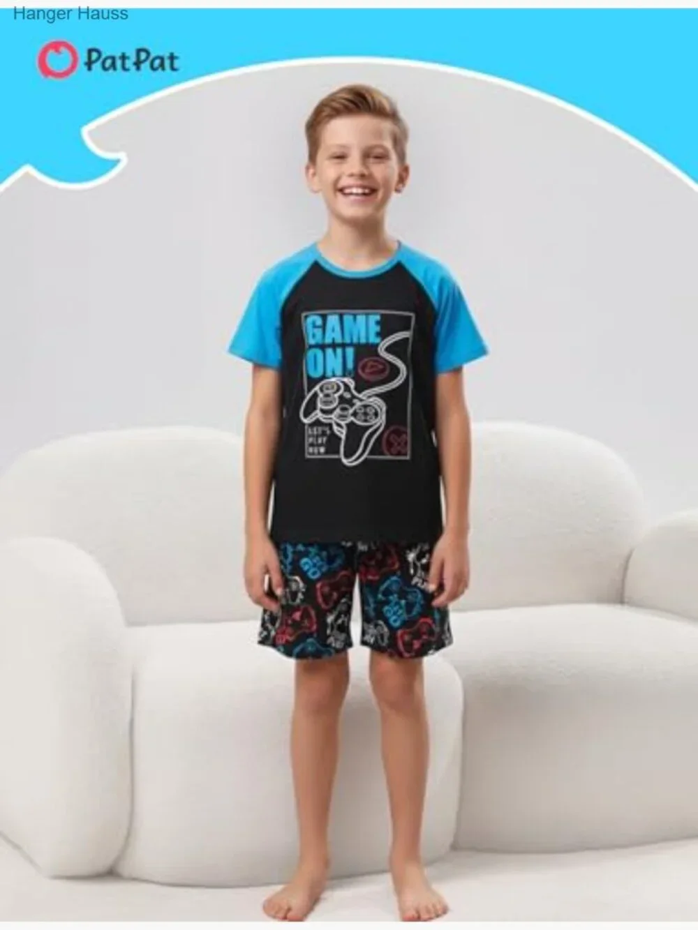 Boys Short Sleeve Pajama Set - 2 Piece Loose Sleepwear